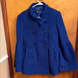 Boston Proper Blue Double-Breasted Wool Blend Coat/Jacket Size 10
